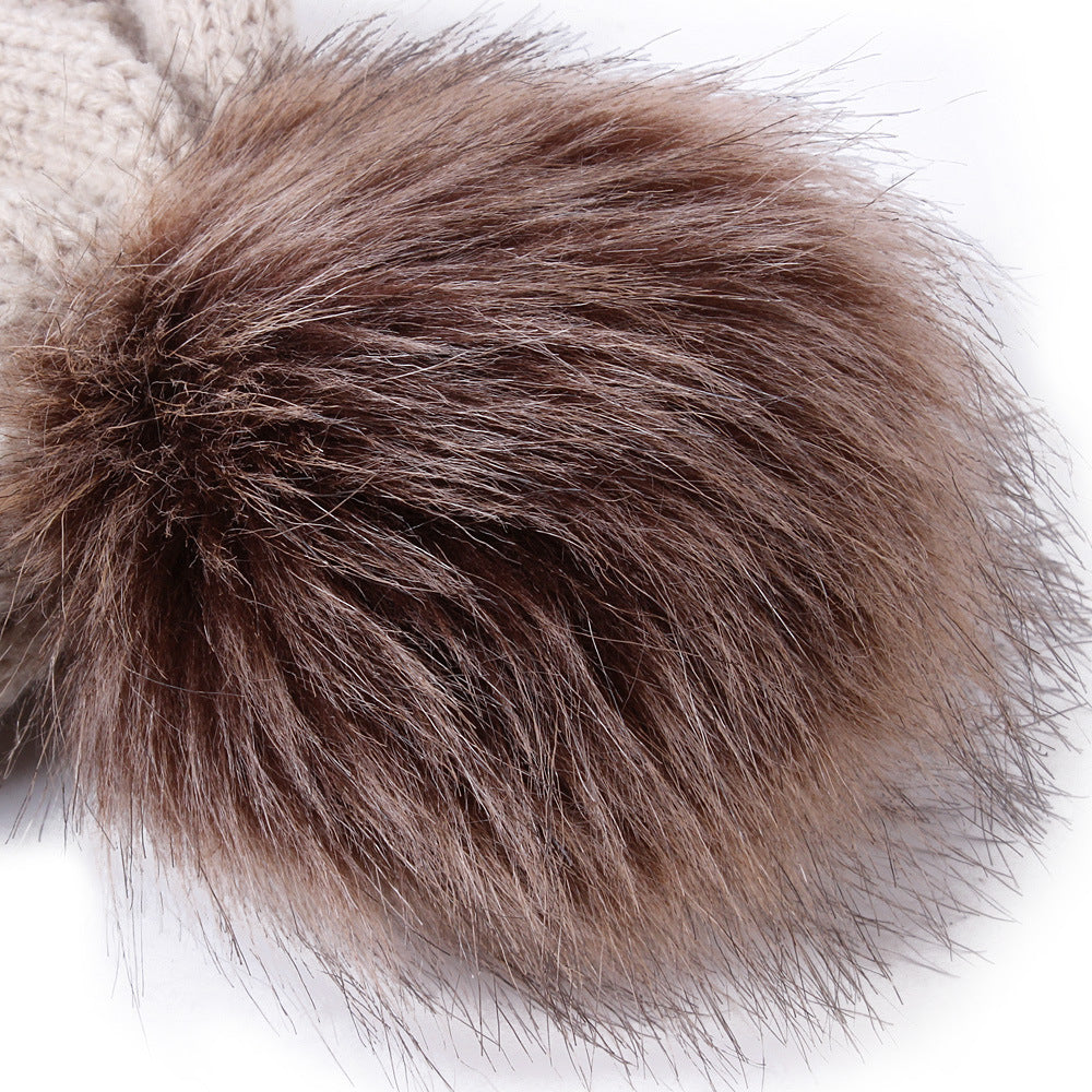 1716 Knitted Warm winter wool hat pom pom beanie