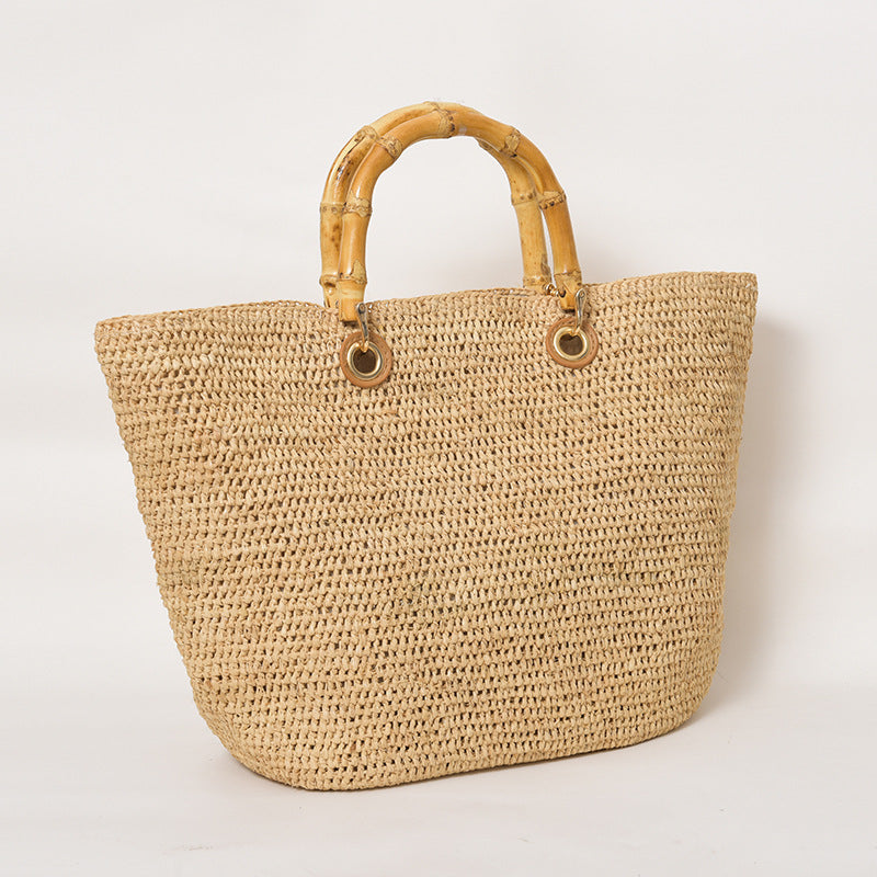 1558 large raffia woven handbag