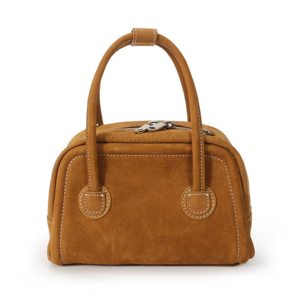 1781 small suede leather bowling handbag