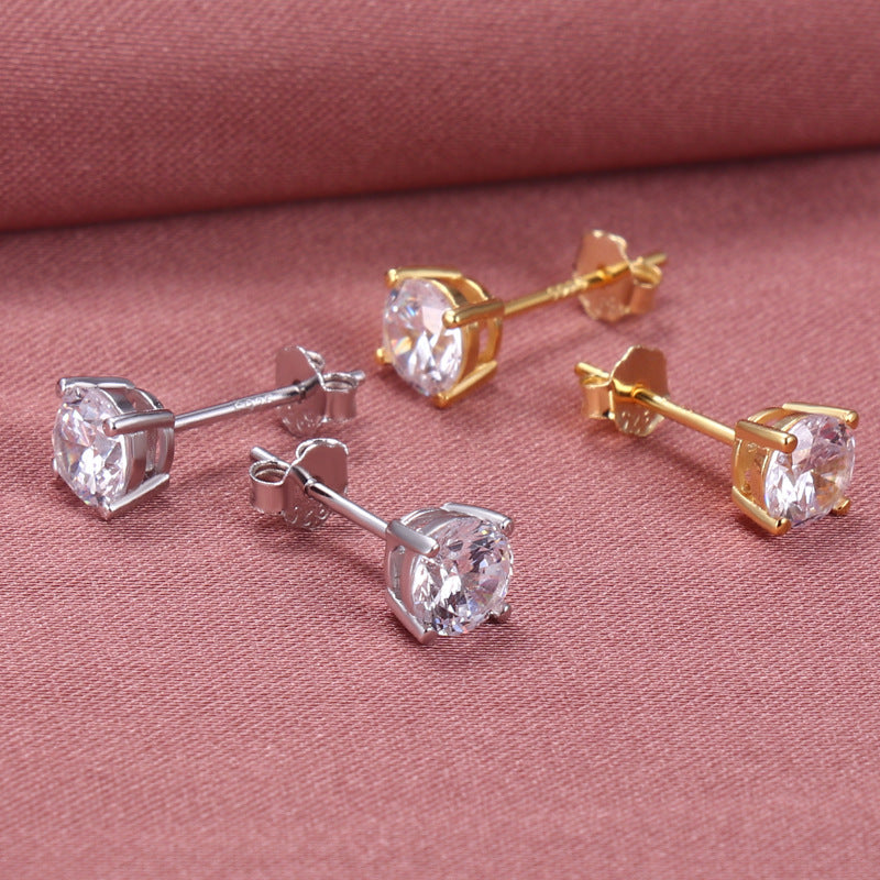 1594 bling women 925 silver needle earring