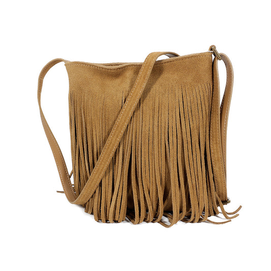 1679 suede leather tassel crossbody bag