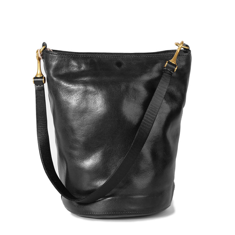 1633 cow leather vintage women large bucket bag messenger bag