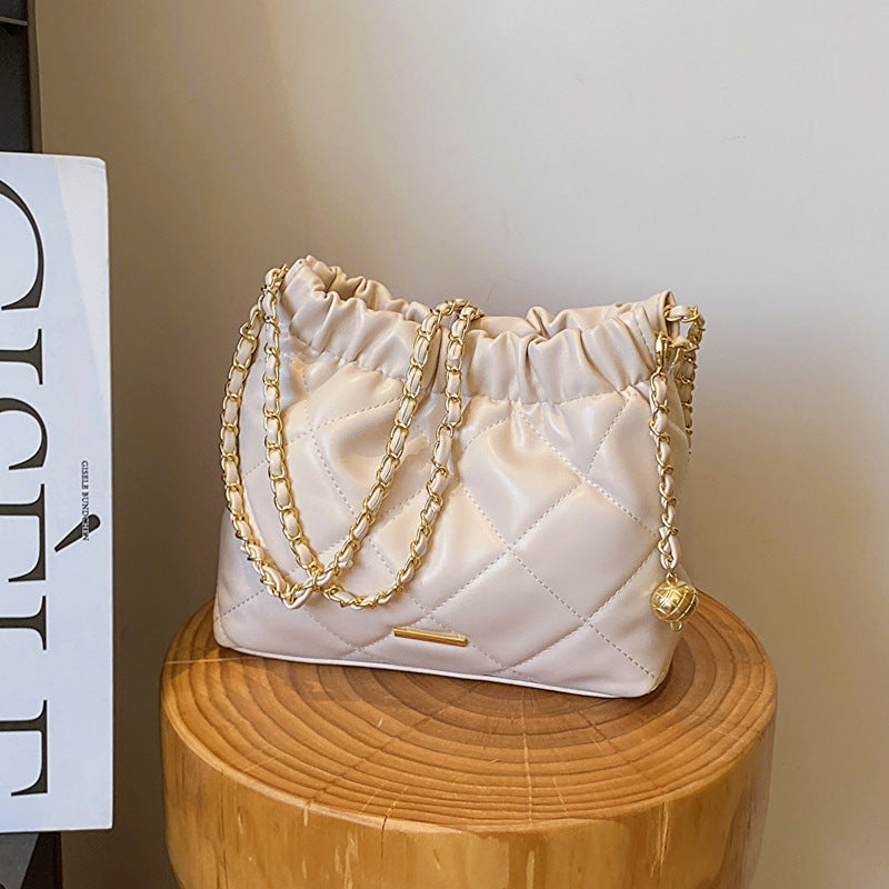 STA-1 Sheepskin plaid chain shoulder bag