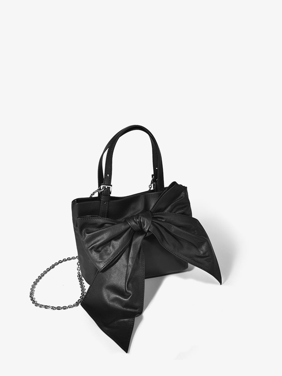 1717 genuine leather bowknot handbag
