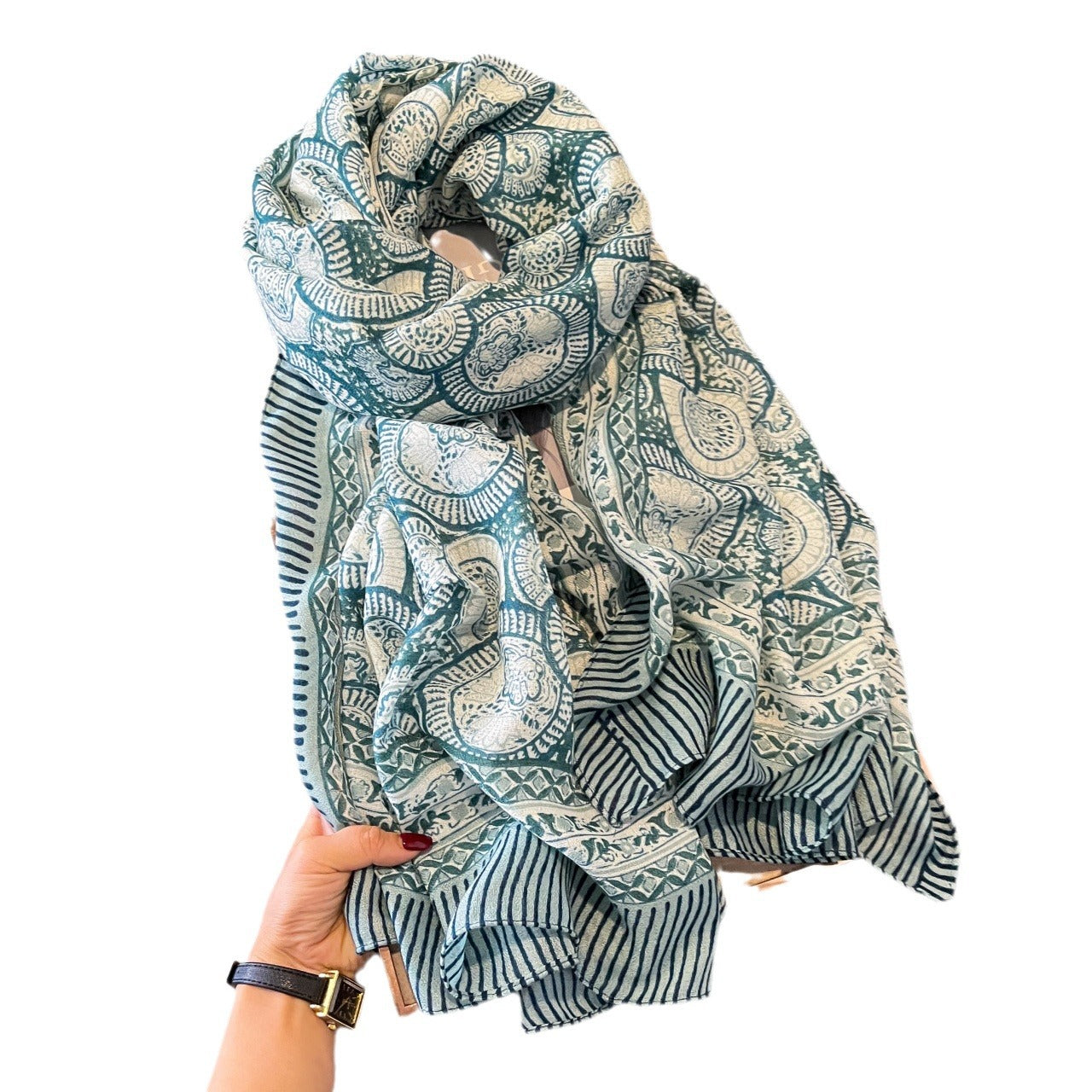 2152 flower print silk scarf