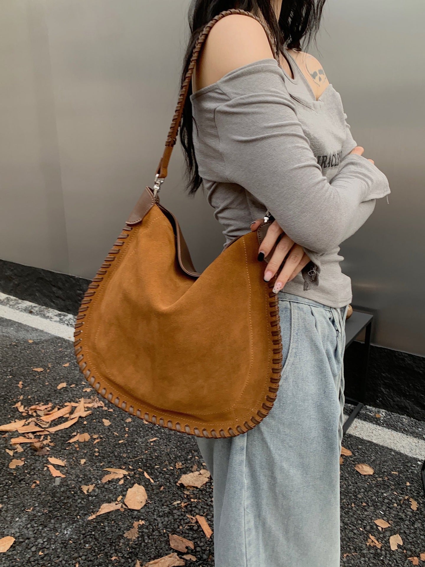 1777 suede leather handmade saddle bag