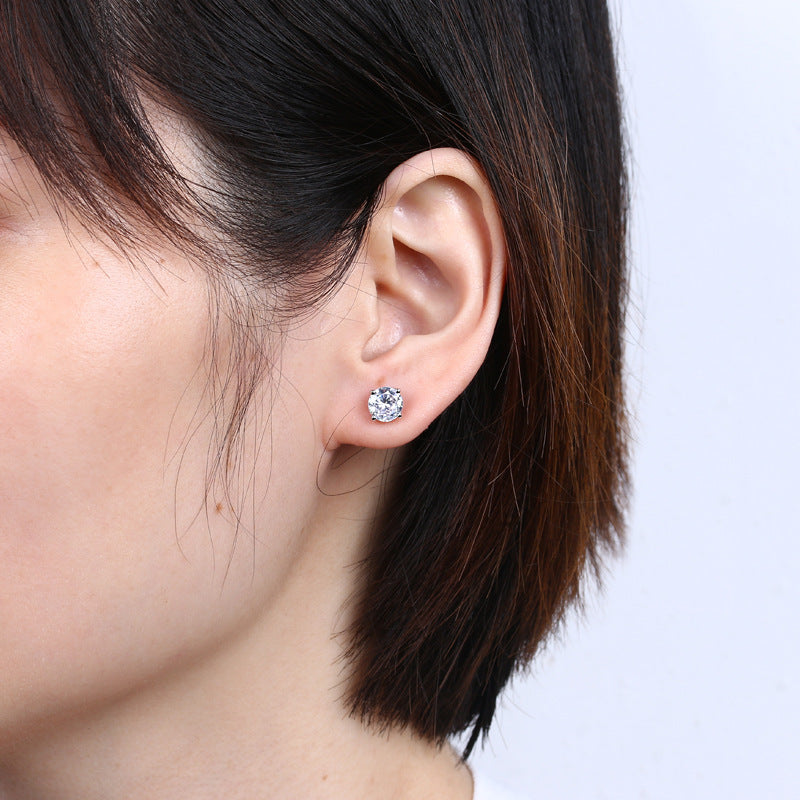 1594 bling women 925 silver needle earring