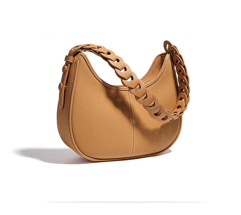 1725 genuine leather solid shoulder bag