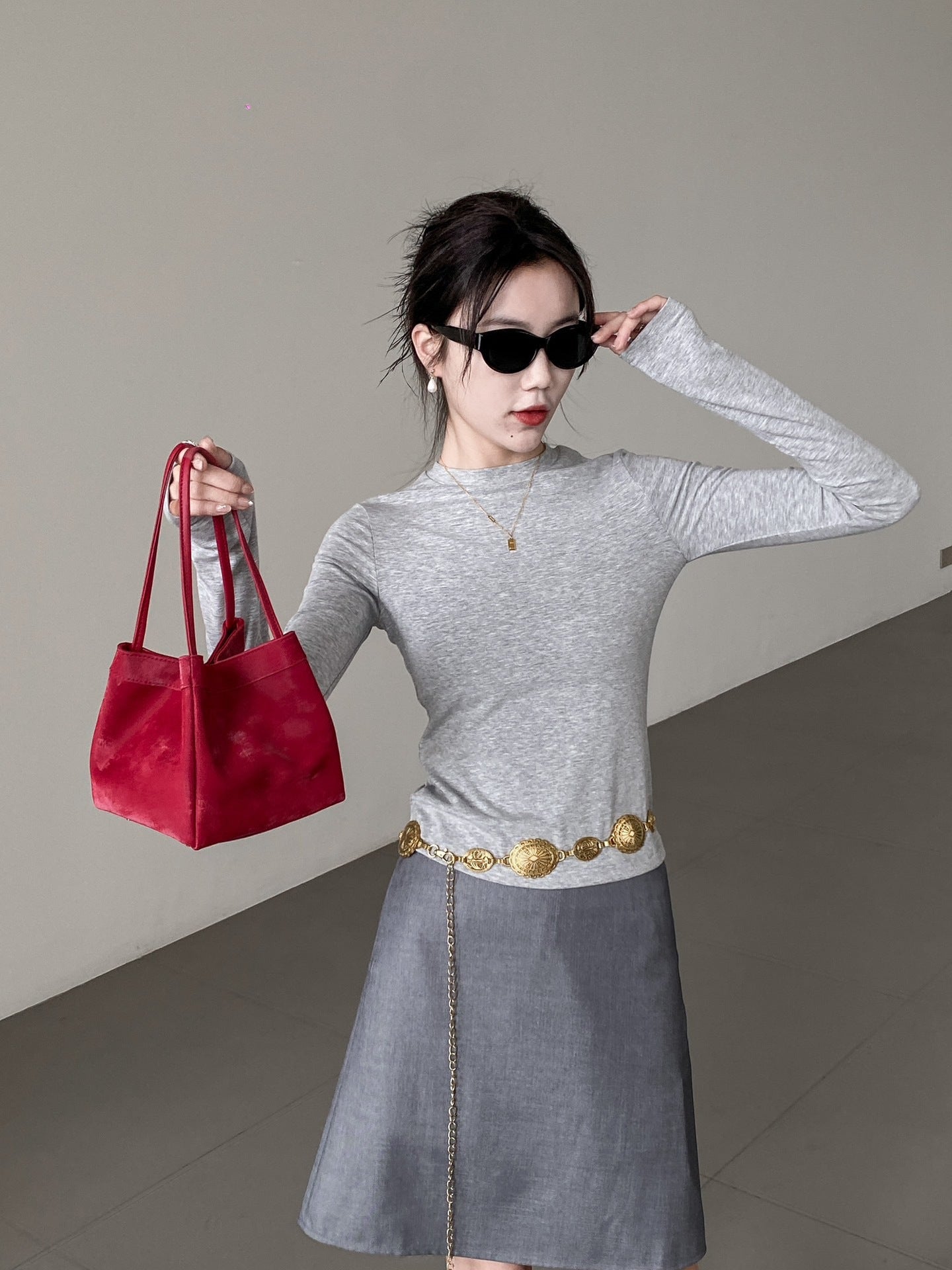 1579 women satins leather bucket handbag