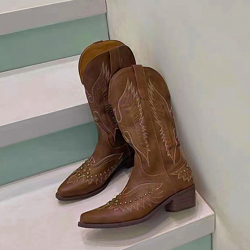 720 rivet suede leather long boots