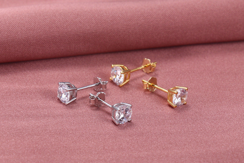 1594 bling women 925 silver needle earring