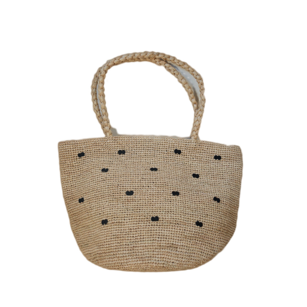 1393  riffia weave beach knot handbag
