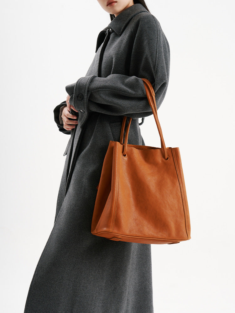 1743 genuine leather large bucket handbag