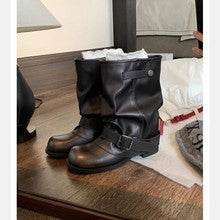 2701 chunky heeled western ankle boots in leather