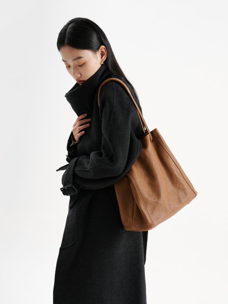 1743 genuine leather large bucket handbag
