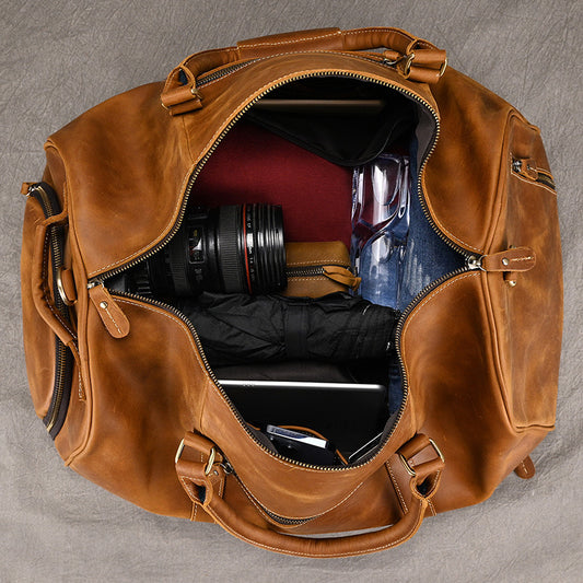 1645 vintage cow leather men travel holdall