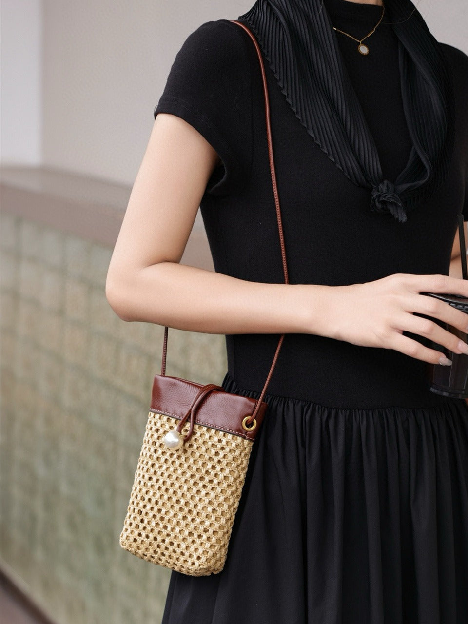 1789 handmade straw crossbody bag