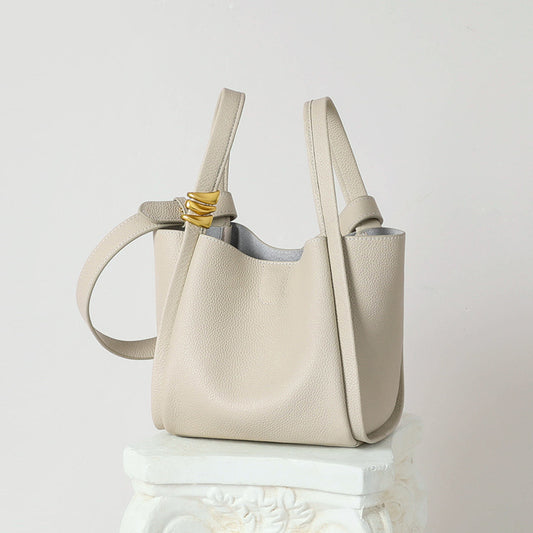 1627 genuine leather women bucket handbag