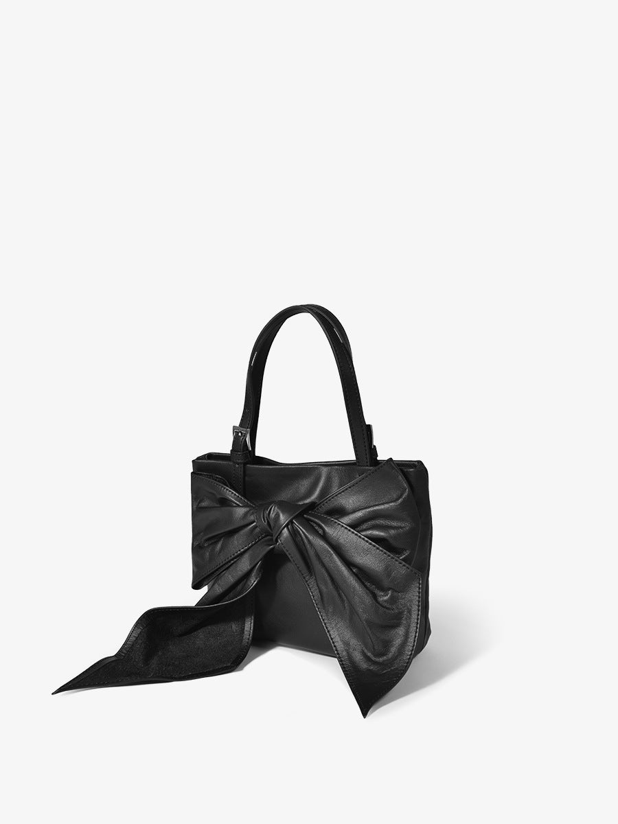 1717 genuine leather bowknot handbag