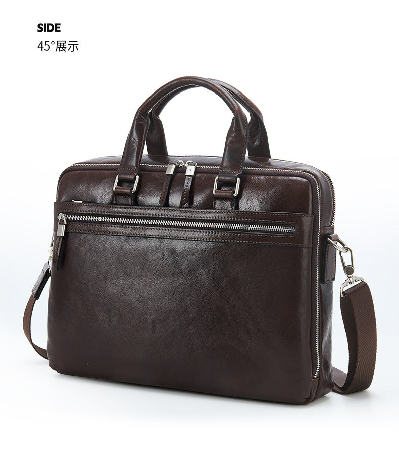 1751 men's leather briefcase laptop handbag