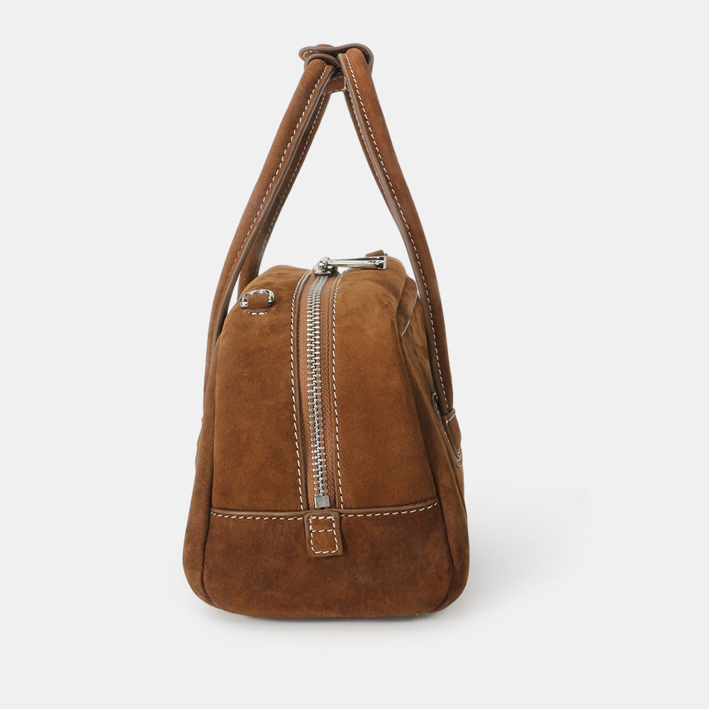 1781 small suede leather bowling handbag