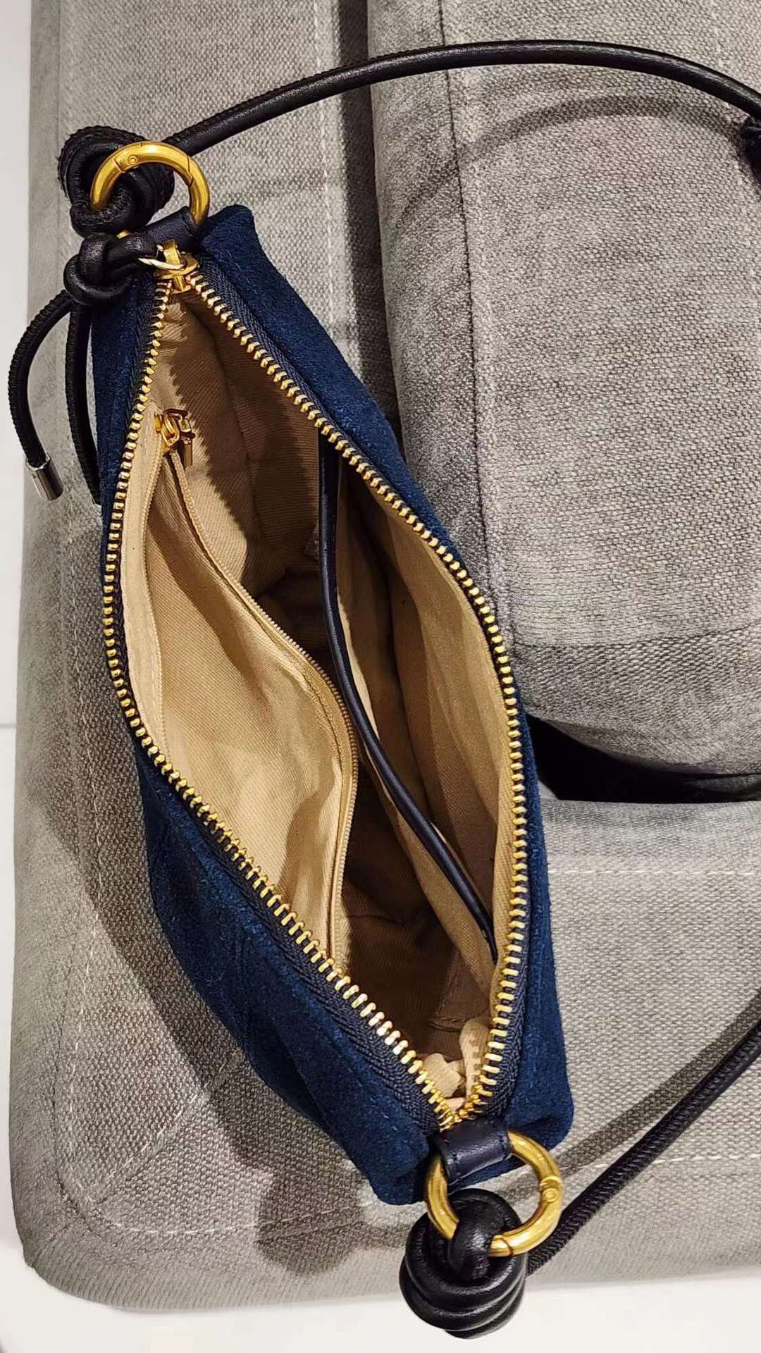 1747 suede leather half moon bag