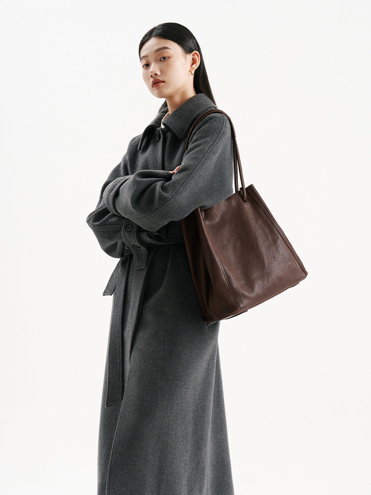 1743 genuine leather large bucket handbag
