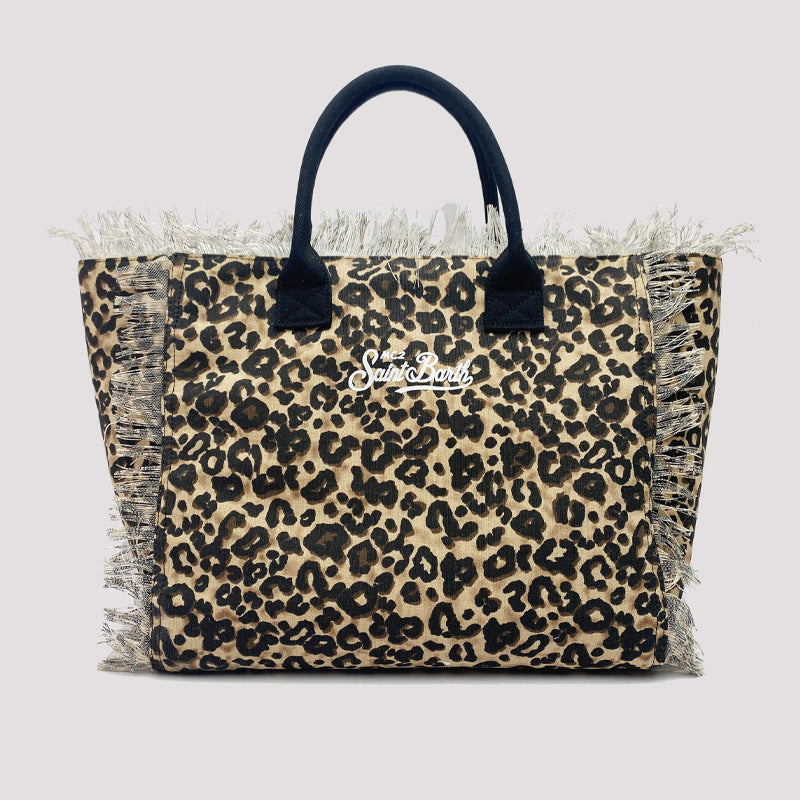 2301 leopard large beach bag
