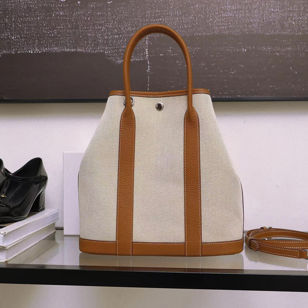 1659 large canvas+ leather handbag