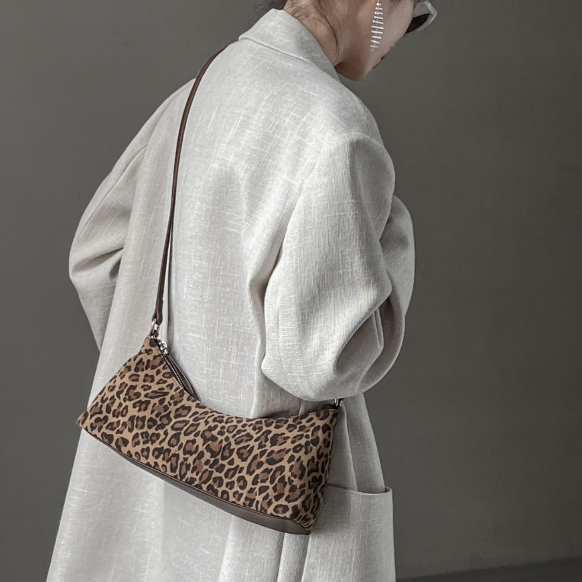 1687 leopard pattern women shoulder bag