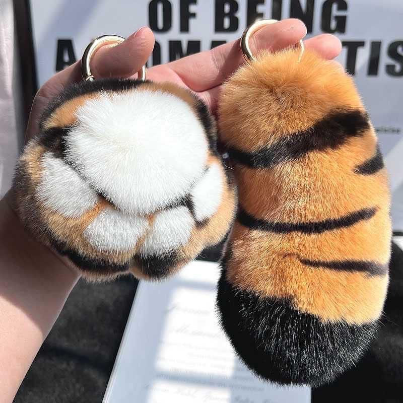 1300 cute tiger tail keychain fur pendant