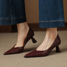 2638 Pointy-toe leather high heel pumps