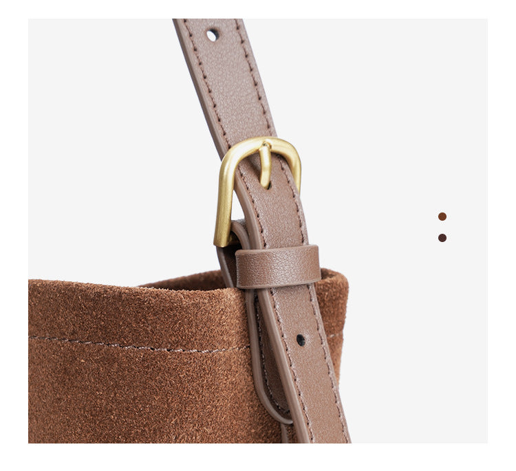 102 suede leather bucket handbag