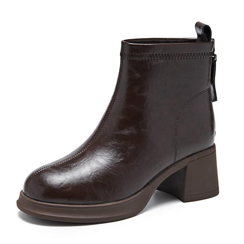 1850 thick heel leather chelsea boots