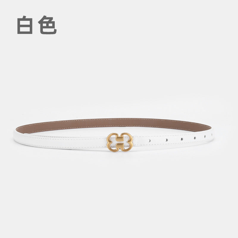 1212 1cm wide metal buckle thin belt