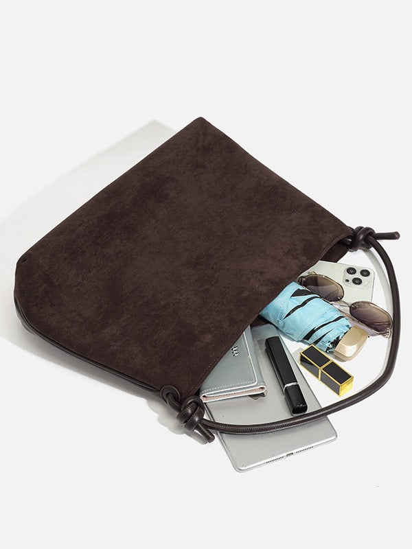 1845 suede leather women shopping bag