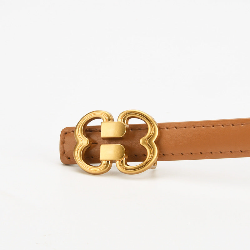 1212 1cm wide metal buckle thin belt