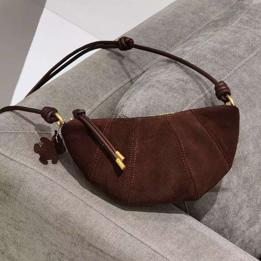 1747 suede leather half moon bag