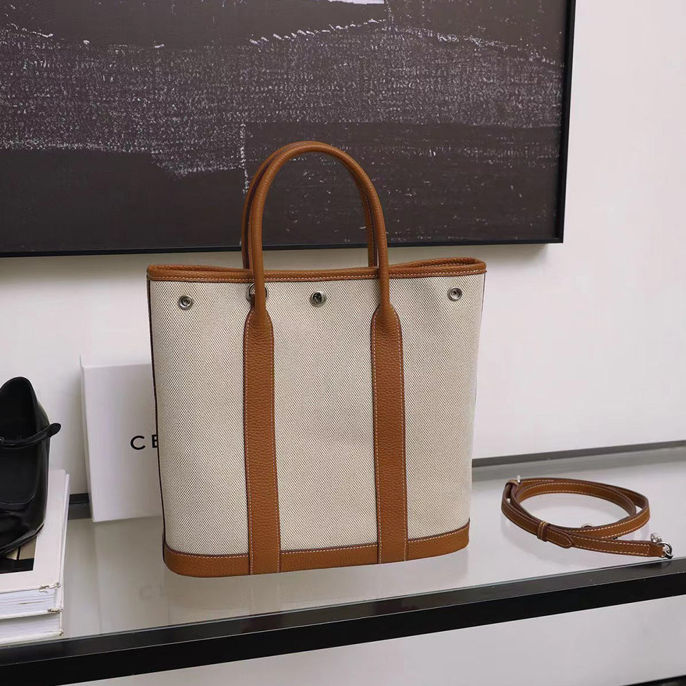 1659 large canvas+ leather handbag