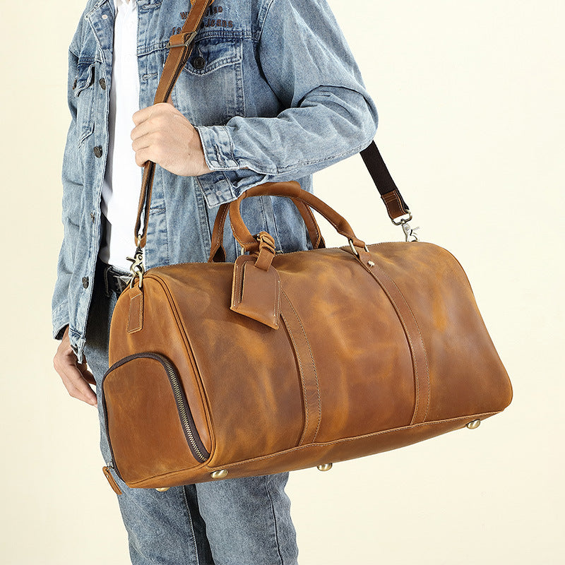 1863-55cm leather travel duffle