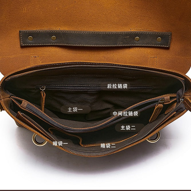 1720 vintage men's leather briefcase handbag