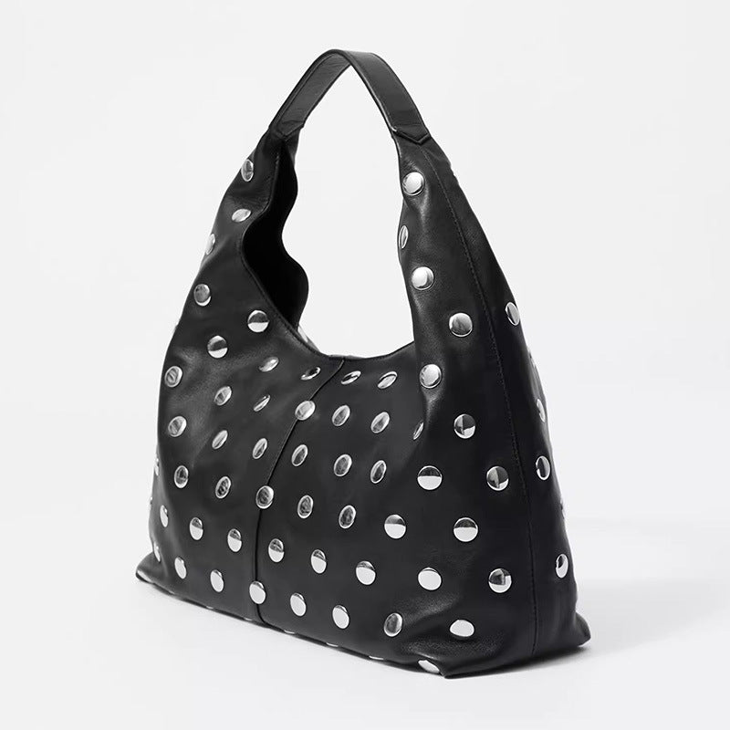 2309 rivet cow leather hobo bag
