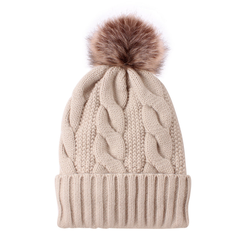 1716 Knitted Warm winter wool hat pom pom beanie