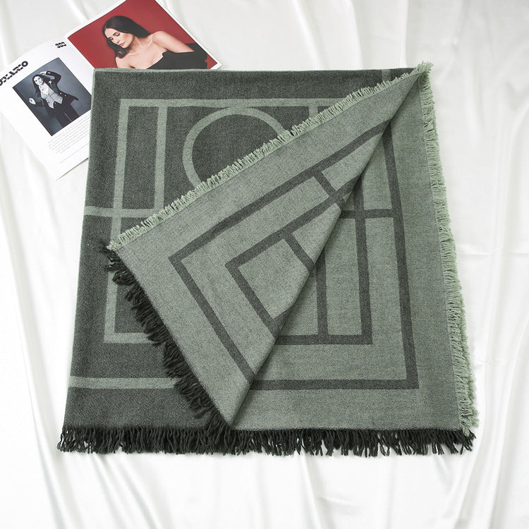 1748 100% wool thick pashmina large poncho