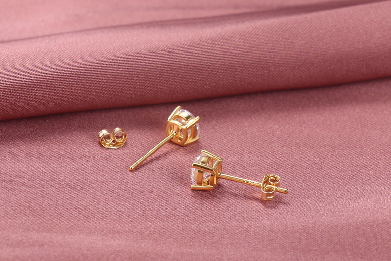 1594 bling women 925 silver needle earring