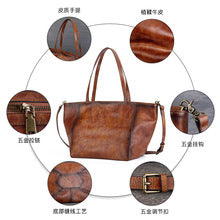 2586 vintage large genuine leather handbag