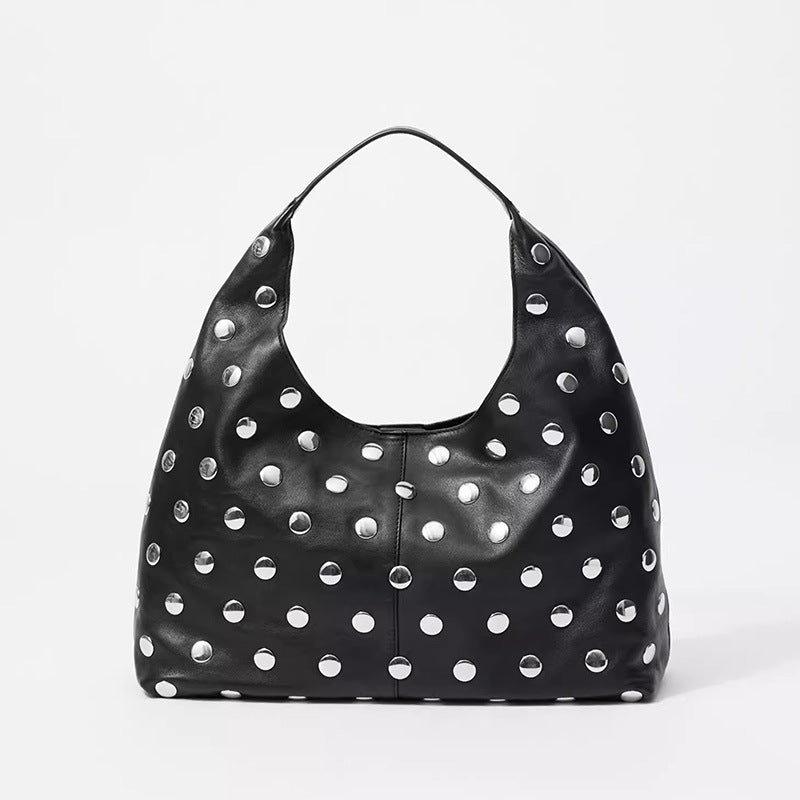 2309 rivet cow leather hobo bag