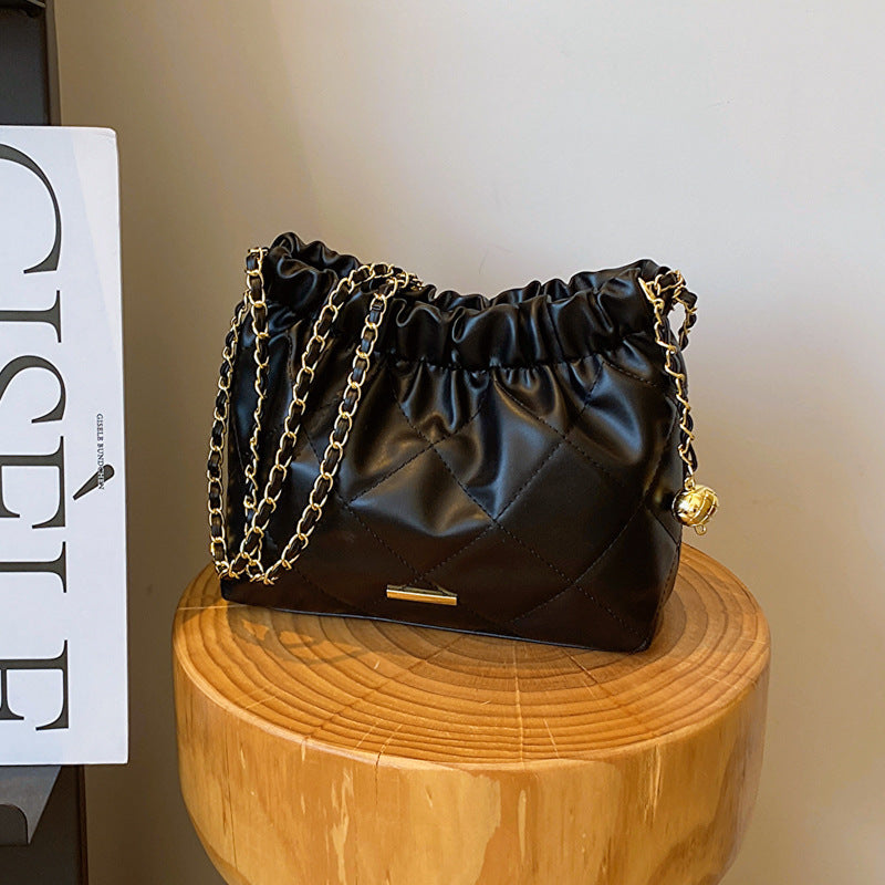 STA-1 Sheepskin plaid chain shoulder bag