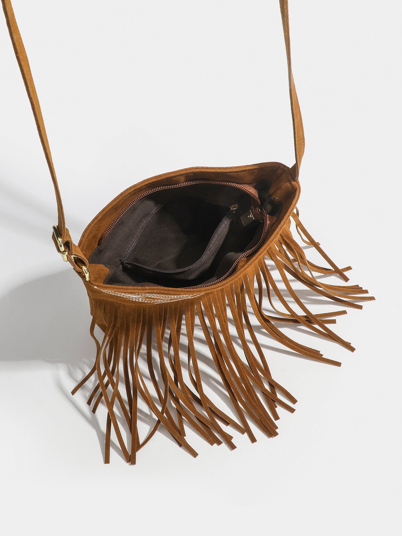 DH29 suede leather tassel shoulder bag