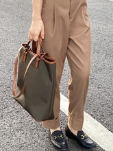 2230 nylon+leather large shopping bag